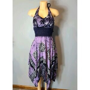 Festival Dress Womens XS Purple Boho Handkerchief Hem Midi Fairy Whimsical‎